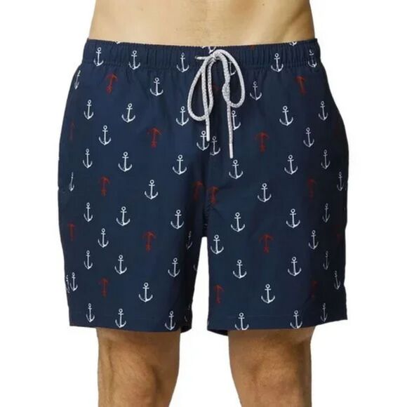 NEW UNUSED Men Ship Ahoy Swim Trunks, Mood Indigo msrp $69 - Picture 5 of 9